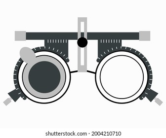 Spectacles used for eyesight tests. Optometrist trial frame glasses for vision checkup. Vector illustration isolated on white background.