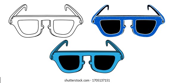 spectacles vector design. black and white. digital hand drawn. grain texture