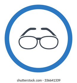 Spectacles vector icon. Style is bicolor flat rounded symbol, smooth blue colors, rounded angles, white background.