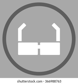 Spectacles vector icon. Style is bicolor flat circled symbol, dark gray and white colors, rounded angles, silver background.