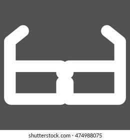 Spectacles vector icon. Style is contour flat icon symbol, white color, gray background.