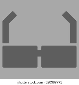 Spectacles vector icon. Style is flat symbol, dark gray color, rounded angles, silver background.
