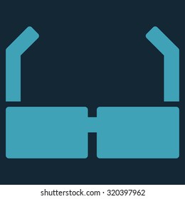 Spectacles vector icon. Style is flat symbol, blue color, rounded angles, dark blue background.
