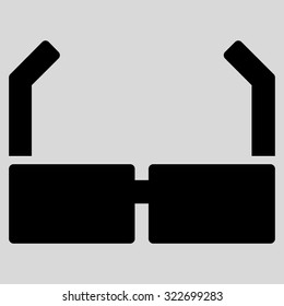 Spectacles vector icon. Style is flat symbol, black color, rounded angles, light gray background.