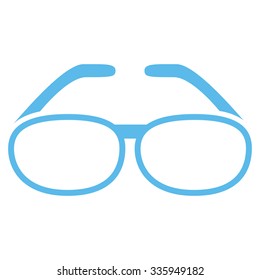 Spectacles vector icon. Style is flat symbol, blue color, rounded angles, white background.