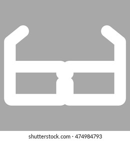 Spectacles vector icon. Style is stroke flat icon symbol, white color, silver background.
