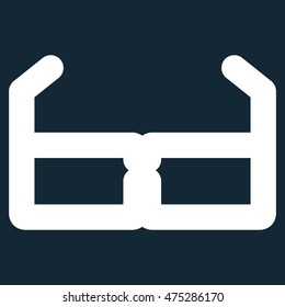 Spectacles vector icon. Style is stroke flat icon symbol, white color, dark blue background.