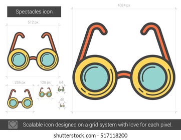 Spectacles vector line icon isolated on white background. Spectacles line icon for infographic, website or app. Scalable icon designed on a grid system.