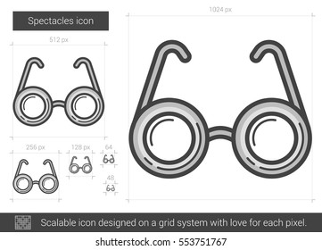 Spectacles vector line icon isolated on white background. Spectacles line icon for infographic, website or app. Scalable icon designed on a grid system.