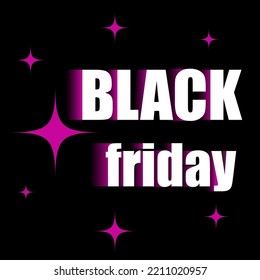 Spectacular black Friday banner with sliding text effect, pink shapes