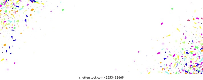 Spectacular Dot Invitation Vector White Panoramic Background. Intense Festival Circle Texture. Festive Confetti Celebrate Pattern. Cheerful Rain Christmas Backdrop.