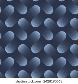 Spectacular Dynamic Seamless Pattern Trend Vector Blue Abstract Background. Striking Unique Half Tone Art Illustration for Textile Print. Repetitive Graphic Abstraction Wallpaper Dot Work Texture