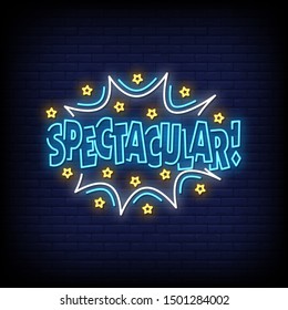 Spectacular neon signs style text vector