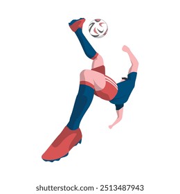 Espetacular pontapé acima na ilustração da ação do futebol