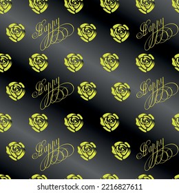 spectacular seamless pattern with golden roses on a black background