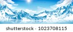 Spectacular snow mountain scenery, landscape orientation with attractive mountain and lake
