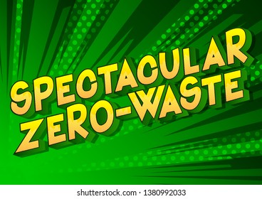 Spektakuläre Zero-Waste - Vektorgrafik-Stil-Satz im Comicbuch auf abstraktem Hintergrund.