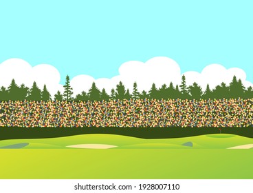 a lot of spectator in green golf course