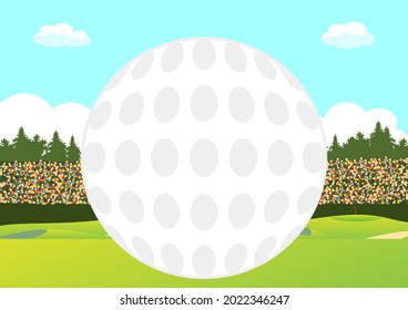 a lot of spectator in green golf course and a golf ball
