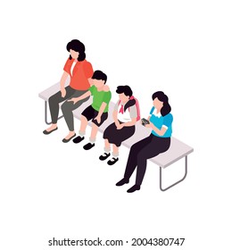 Spectators isometric icon with people children watching performance 3d vector illustration