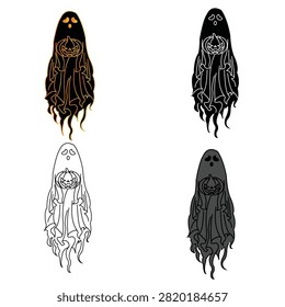 Specter Ghost Halloween Vector Icon Collection Set