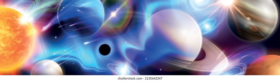 Spectral class realistic background with set of big and small planets and corresponding surface temperature scale vector illustration