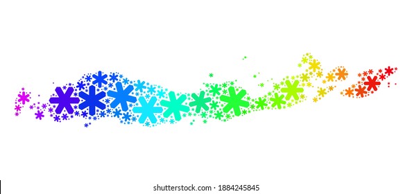 Spektrale Farbverlauf-Zusammensetzung der Flores Inseln von Indonesien Karte für Weihnachtsferien getan. Flores Inseln von Indonesien Karte Mosaik ist aus mehrfarbigen Schnee-Symbole gemacht. Entworfen für Weihnachtsplakate.