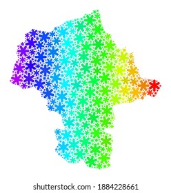 Spectral gradient composition of Mazovia Province map constructed for New Year sales. Mazovia Province map mosaic is done with bright snow elements. Designed for New Year purposes.