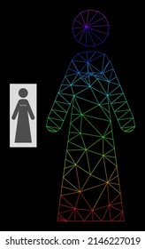 Spectral gradient mesh bride icon  Geometric frame flat net is based bride icon  generated and triangular mesh network  and rainbow gradient 