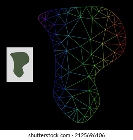 Icono de punto de malla de gradiente espectral. La red plana de marco geométrico se basa en un icono de mancha, generado con red de malla triangular, con gradiente arco iris.
