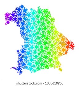 Spektrale Farbverlauf-Mosaik von Deutschland Karte für Weihnachtsanzeigen. Deutschland Map Mosaik ist aus lebendigen Eiskristallen geformt. Entworfen für Weihnachtsillustrationen.