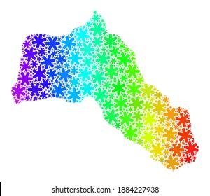 Spectral gradient mosaic of Kurdistan map done for Winter sales. Kurdistan map mosaic is done of bright snow. Designed for Winter advertisement.