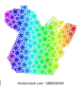 Spectral gradient mosaic of Paral State map done for New Year sales. Paral State map mosaic is designed from multicolored snowflakes. Designed for political sales.