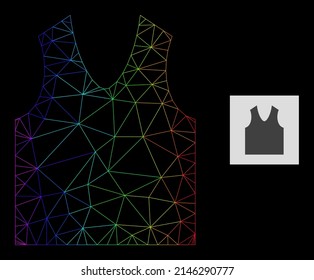 Spectral gradient net gilet icon  Geometric carcass flat net is based gilet icon  generated and triangle mesh carcass  and rainbow gradient 