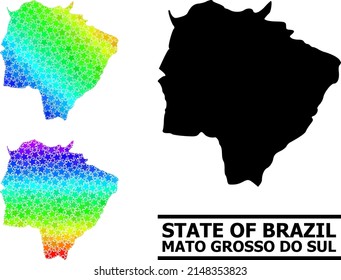 Mapa espectral de estrellas de gradiente del estado de Mato Grosso do Sul. Mapa de color vectorial del estado de Mato Grosso do Sul con gradientes espectrales.