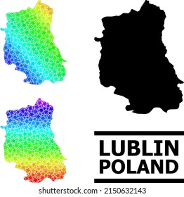 Spectral gradient star collage map of Lublin Province. Vector colorful map of Lublin Province with spectral gradients. Mosaic map of Lublin Province collage is made with random colored star elements.