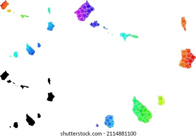 Spectral gradient star mosaic map of Cape Verde Islands. Vector vibrant map of Cape Verde Islands with spectral gradients.