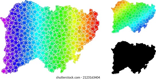 Spectral gradient star mosaic map of Salamanca Province. Vector colorful map of Salamanca Province with spectrum gradients.