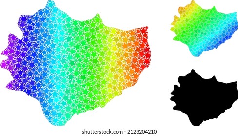 Spectral gradient star mosaic map of Swietokrzyskie Province. Vector vibrant map of Swietokrzyskie Province with spectrum gradients.