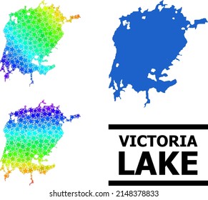 Spectral gradient star mosaic map of Victoria Lake. Vector colored map of Victoria Lake with spectral gradients. Mosaic map of Victoria Lake collage is designed with chaotic colorful star items.