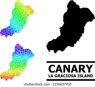 Spektrale Farbverlauf-Stern-Mosaik-Karte der Insel La Graciosa. Vektorgrafik der Insel La Graciosa mit spektralen Farbverläufen.