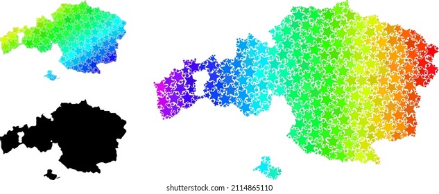 Spectral gradient stars mosaic map of Vizcaya Province. Vector colored map of Vizcaya Province with spectral gradients.