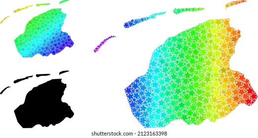 Spektrale Farbverlauf Sterne Mosaik Karte der Provinz Friesland. Vektorfarbene Karte der Provinz Friesland mit Spektralgradienten.