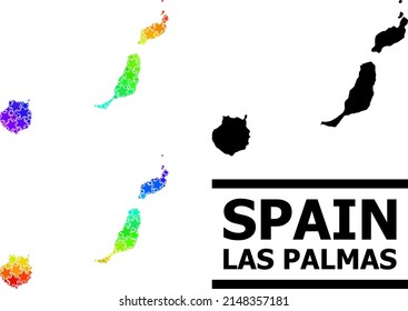 Spectral gradiented star collage map of Las Palmas Province. Vector colorful map of Las Palmas Province with spectral gradients.