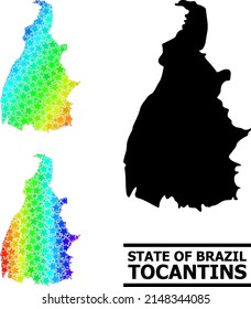 Spectral gradiented star mosaic map of Tocantins State. Vector colored map of Tocantins State with rainbow gradients.