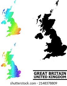 Spectral gradiented star mosaic map of United Kingdom. Vector colorful map of United Kingdom with rainbow gradients.