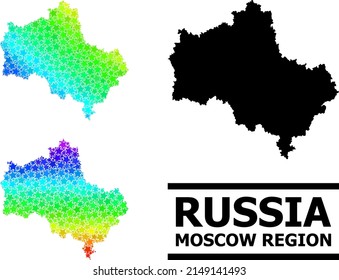 Spectral gradiented star mosaic map of Moscow Region. Vector colorful map of Moscow Region with spectrum gradients.