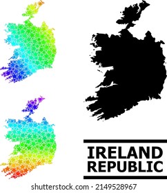 Mapa espectral de mosaicos estelares de la República de Irlanda. Mapa de colores vectoriales de la República de Irlanda con gradientes espectrales.