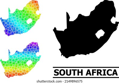 Spectral gradiented starred mosaic map of South African Republic. Vector colorful map of South African Republic with spectrum gradients.
