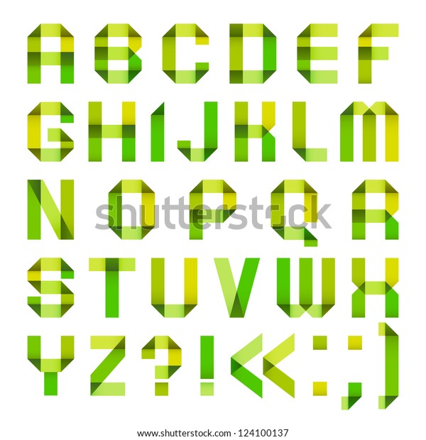 Spectral Letters Folded Paper Ribbongreen Yellow Stock Vector Royalty Free